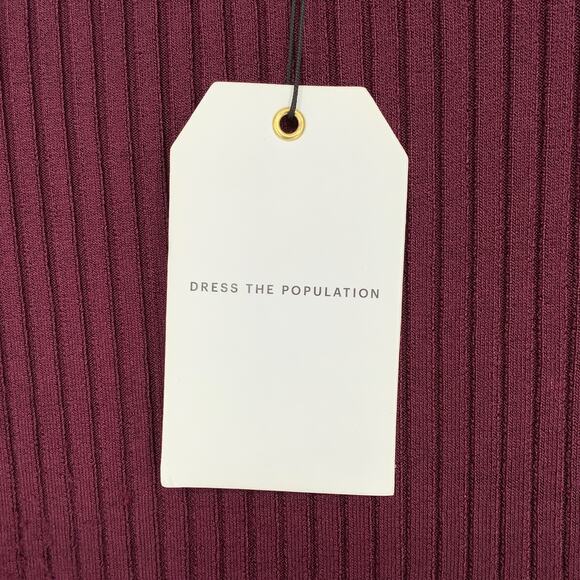 NEW! Dress the Population Size X-Large Ansley Rib Body-con XL Burgundy G17-3 - Picture 5 of 8